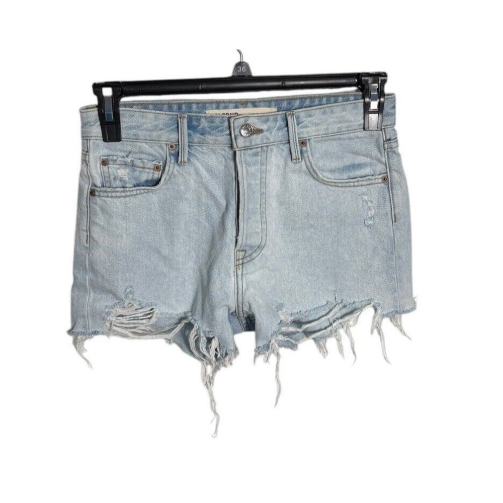 GRLFRND The Helena High Rise Cut Off Jean Shorts Size 25 Light Wash